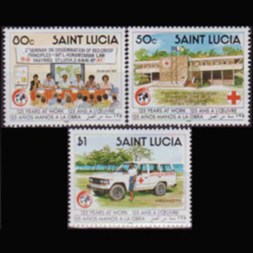 ST.LUCIA 1989 - Scott# 946-8 Red Cross 125th. Set of 3 NH